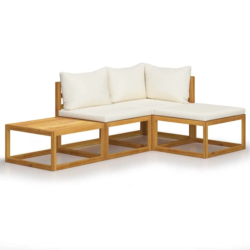 Garden Lounge Set Outdoor Furniture 4 Piece Patio Sofa Coffee Table Cream
