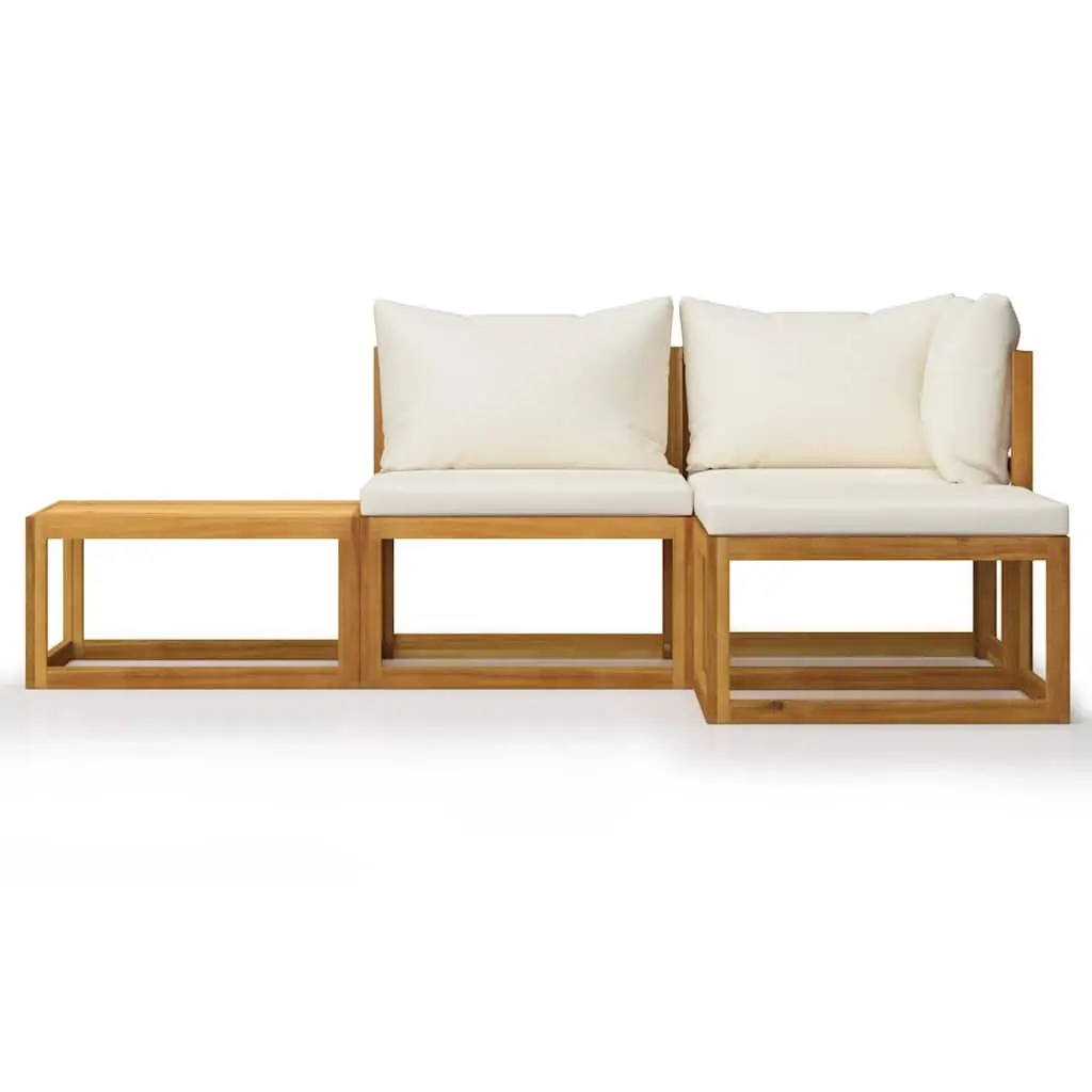 Garden Lounge Set Outdoor Furniture 4 Piece Patio Sofa Coffee Table Cream