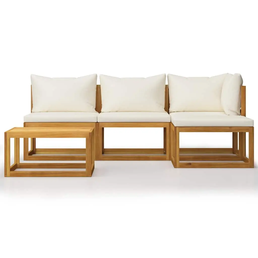 5 Piece Outdoor Lounge Set with Cushions Coffee Table Cream