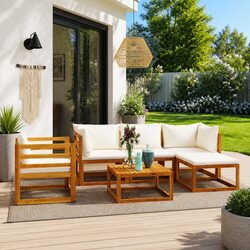 Comfortable 6 Piece Outdoor Lounge Set with Cushions