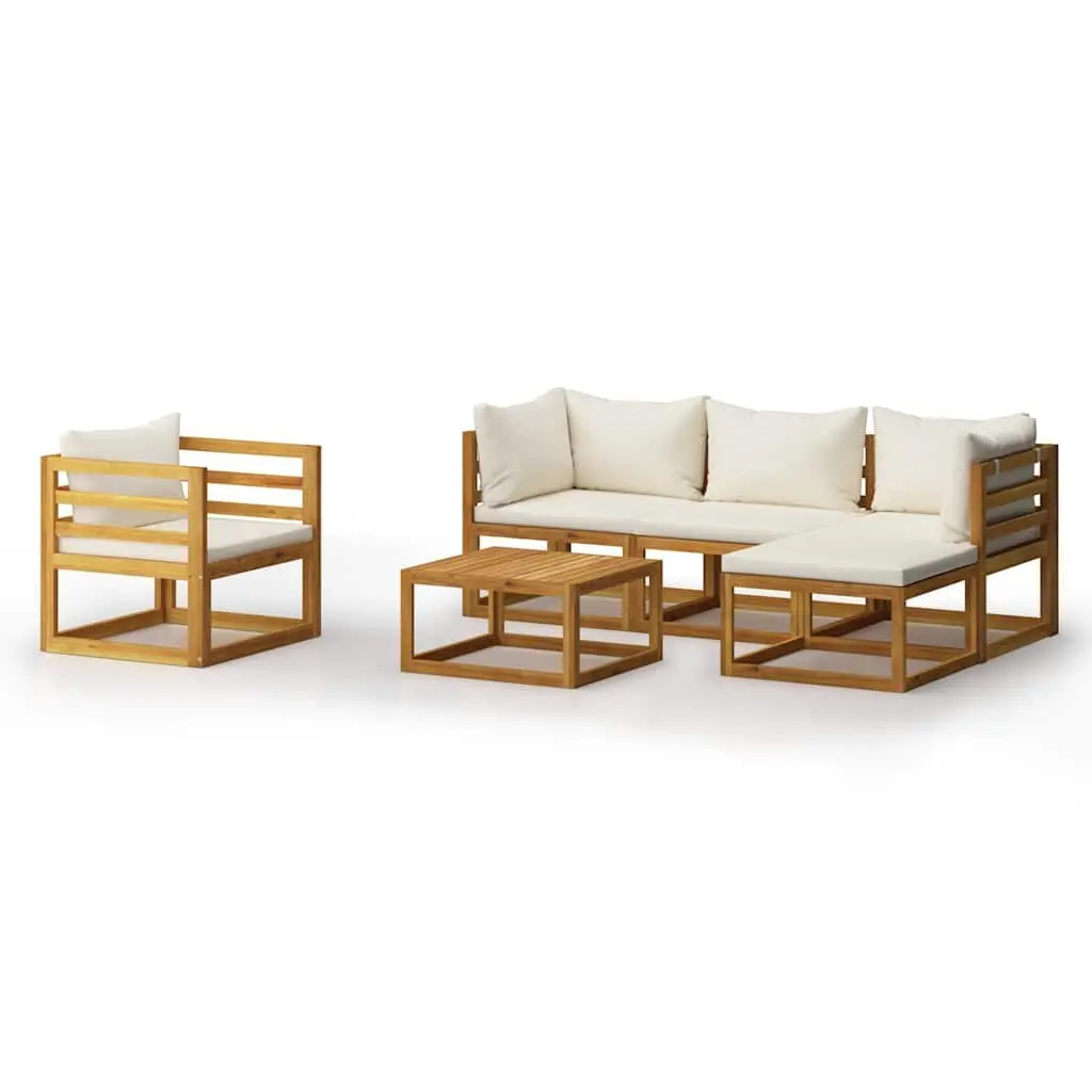 Garden Lounge Set 6 Piece Outdoor Furniture Sofa Coffee Table Modular Patio Cream