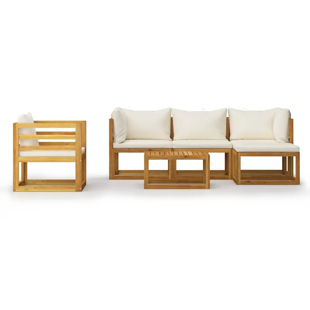 Garden Lounge Set 6 Piece Outdoor Furniture Sofa Coffee Table Modular Patio Cream