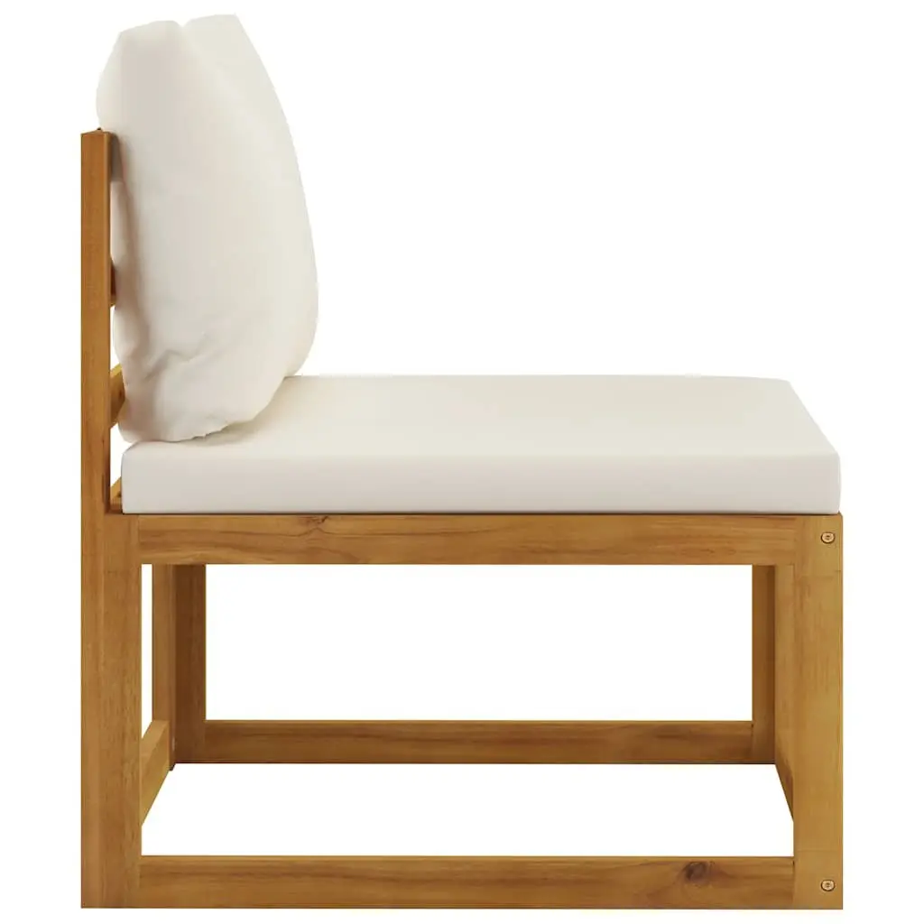 3-Seater Garden Sofa Outdoor Use Solid Wood Cream Colour
