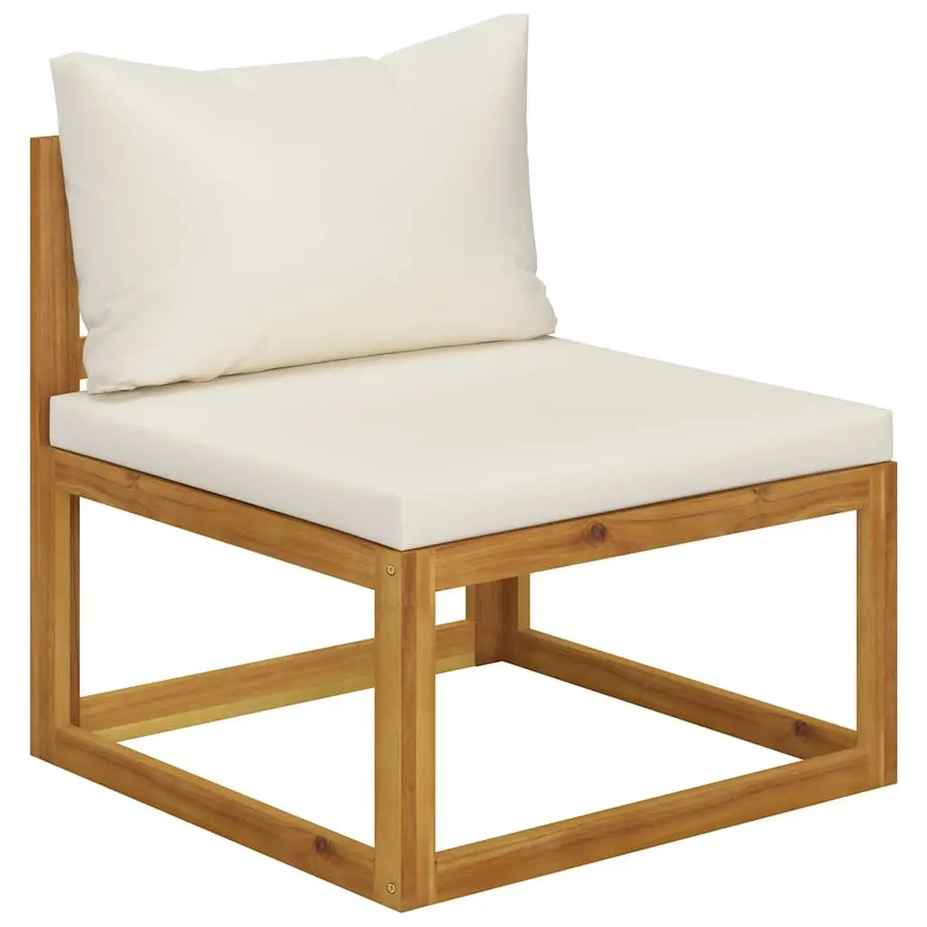3-Seater Garden Sofa Outdoor Use Solid Wood Cream Colour