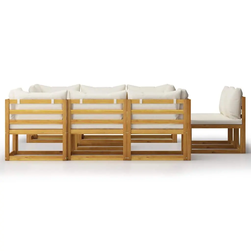Garden Lounge Set 9 Piece Outdoor Furniture Sofa Cream with Cushions Coffee Table