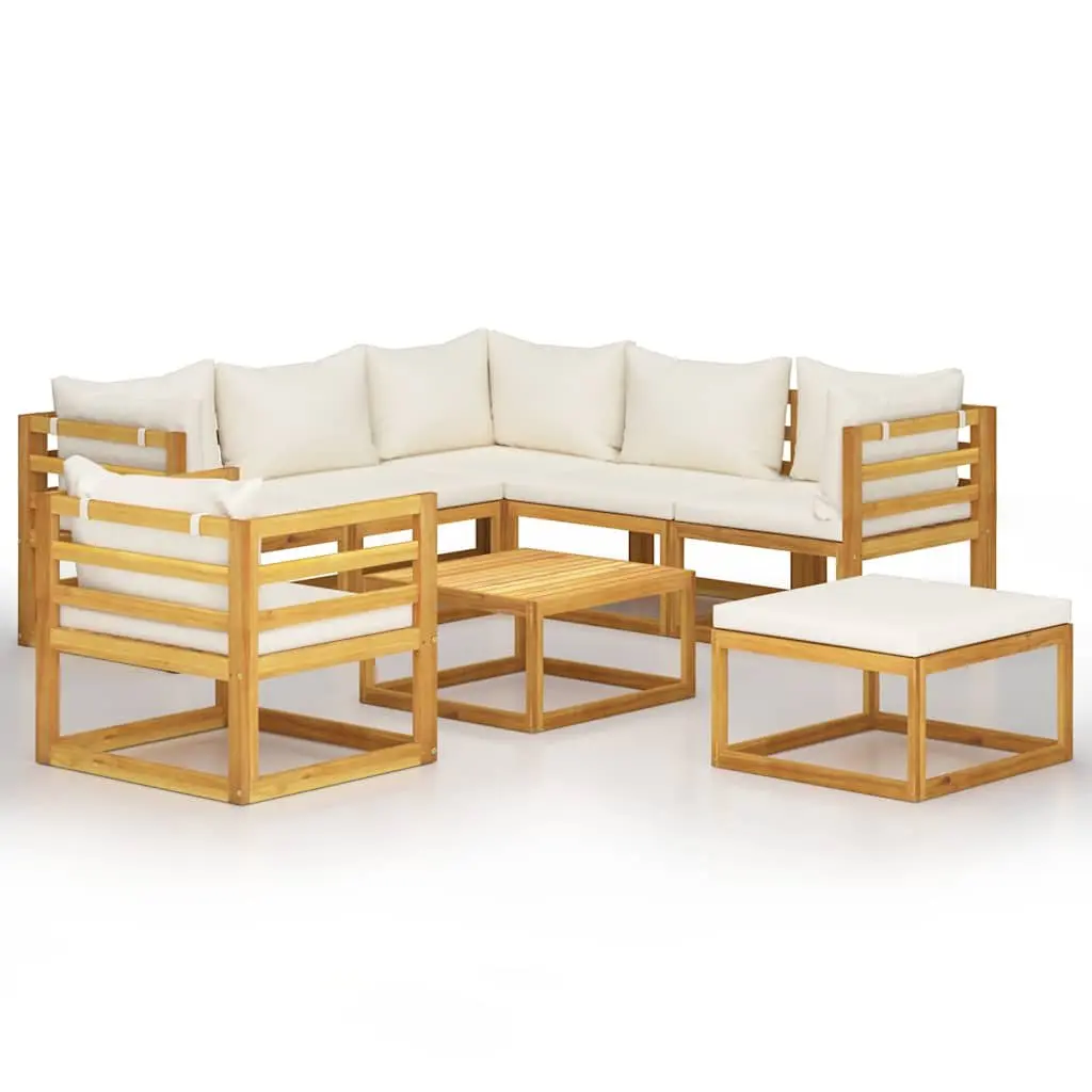 Garden Lounge Set 8 Piece Outdoor Furniture Cream Acacia Wood