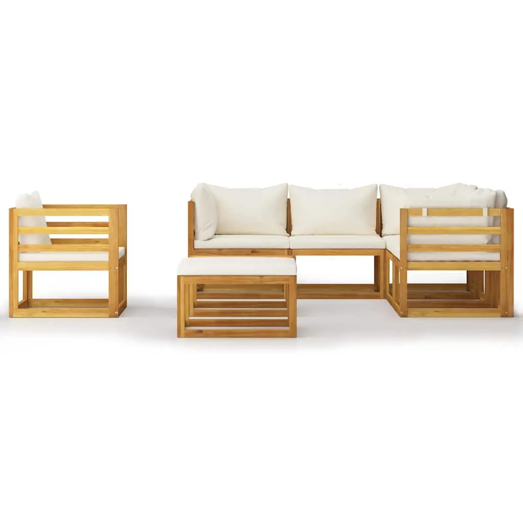 Garden Lounge Set 8 Piece Outdoor Furniture Cream Acacia Wood