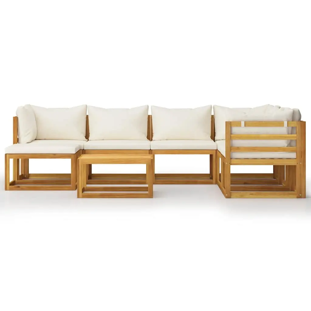 8 Piece Outdoor Garden Lounge Set Cushioned Seating Solid Wood Frame Coffee Table Cream
