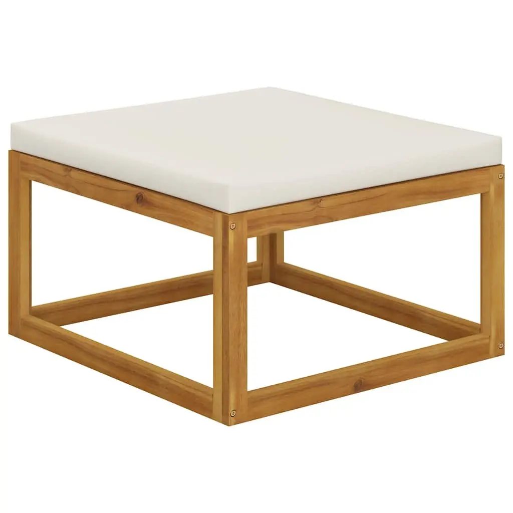 8 Piece Outdoor Garden Lounge Set Cushioned Seating Solid Wood Frame Coffee Table Cream