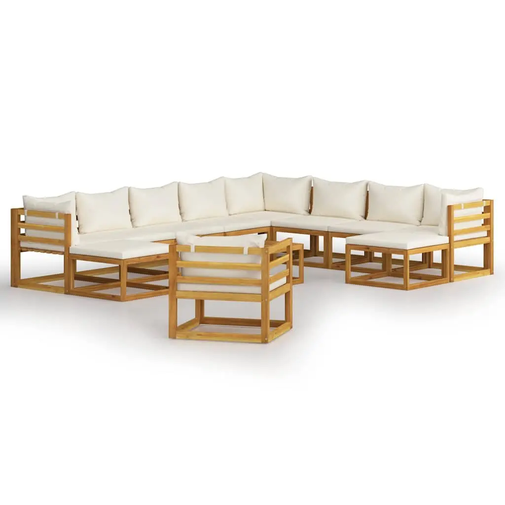 Garden Lounge Set 12 Piece Outdoor Furniture Patio Sofa Coffee Table Cream
