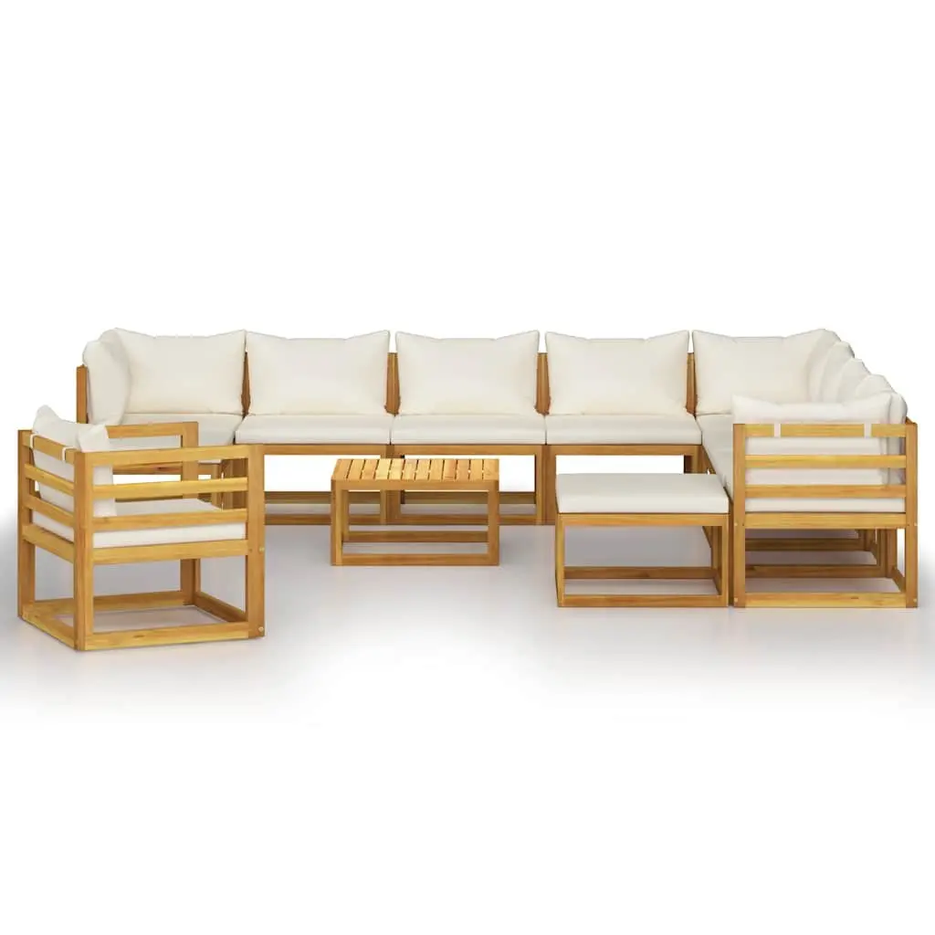 Garden Lounge Set 12 Piece Outdoor Furniture Patio Sofa Coffee Table Cream