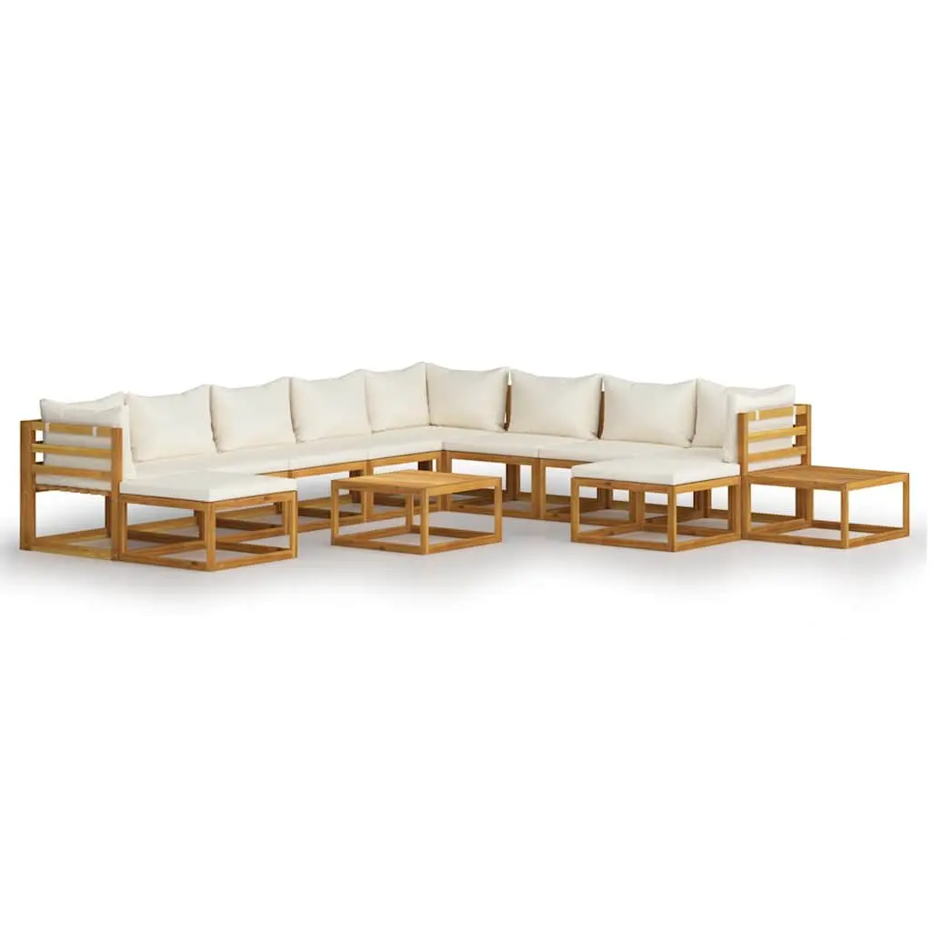 Outdoor Garden Lounge Set Modular Sofa with Cushions 12 Piece Cream
