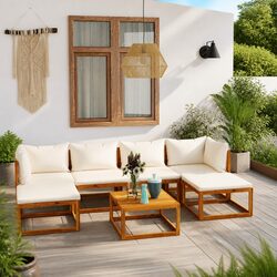 Comfortable 7 Piece Lounge Set with Cream Cushions
