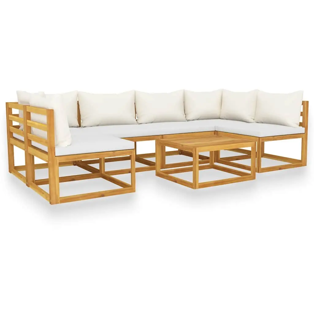 Garden Lounge Set 7 Piece Modular Outdoor Furniture Cream Cushions Patio Sofa Coffee Table