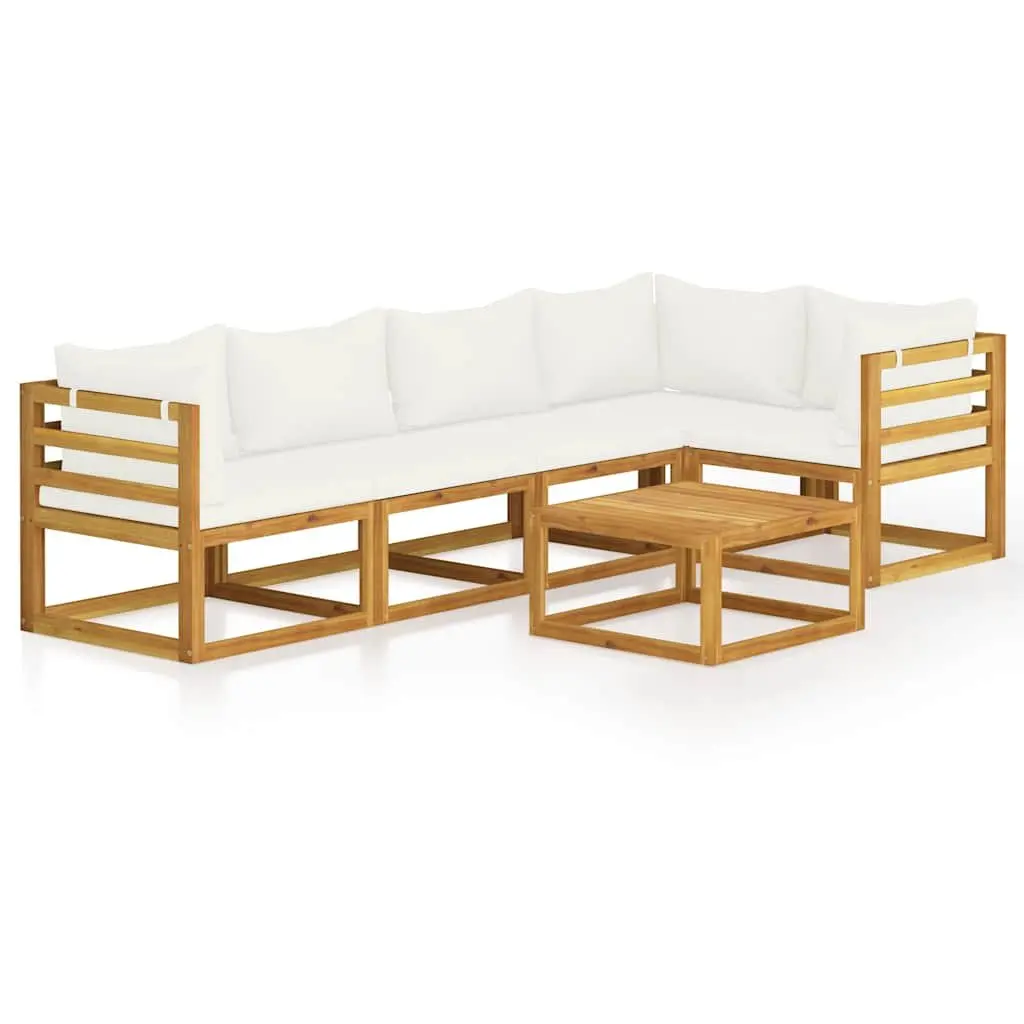Garden Lounge Set 6 Piece Outdoor Furniture Modular Seating Cream