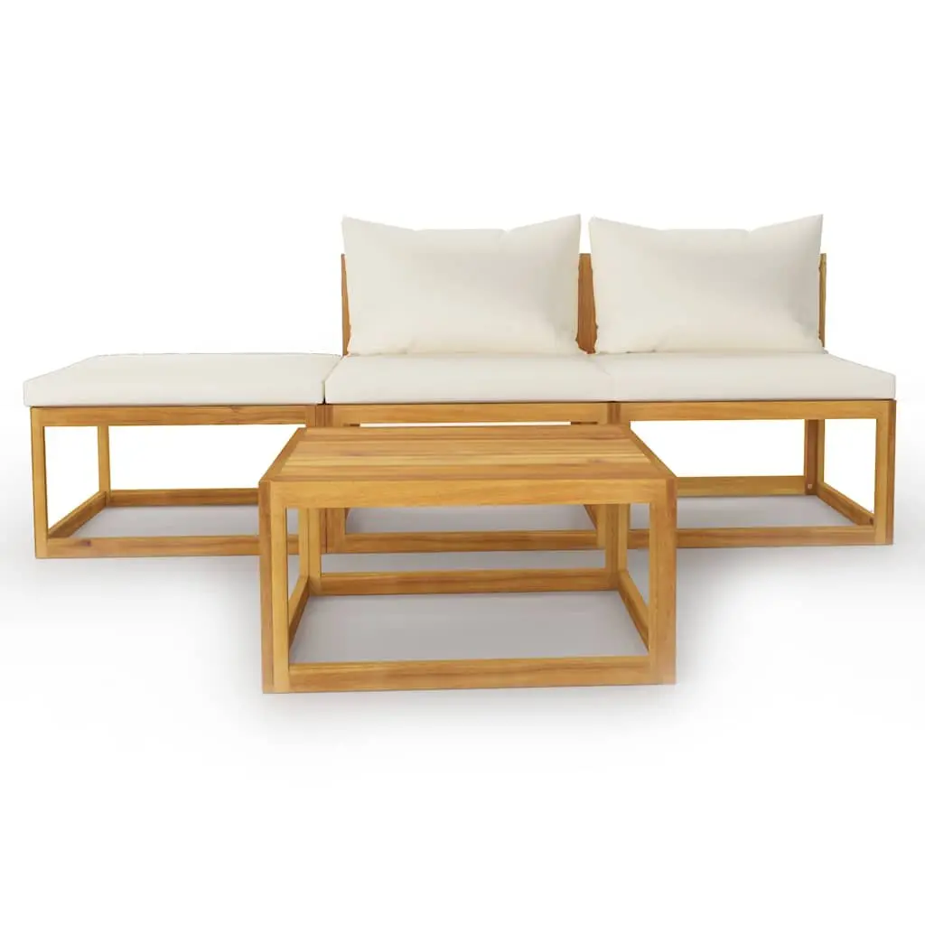 Garden Lounge Set Outdoor Furniture 4 Piece Modular Sofa Coffee Table Cream