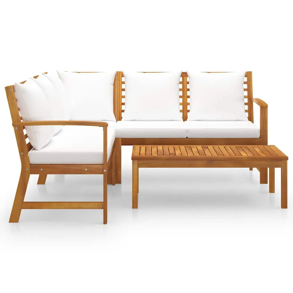 4 Piece Garden Lounge Set Outdoor Patio Sofa with Coffee Table Cream
