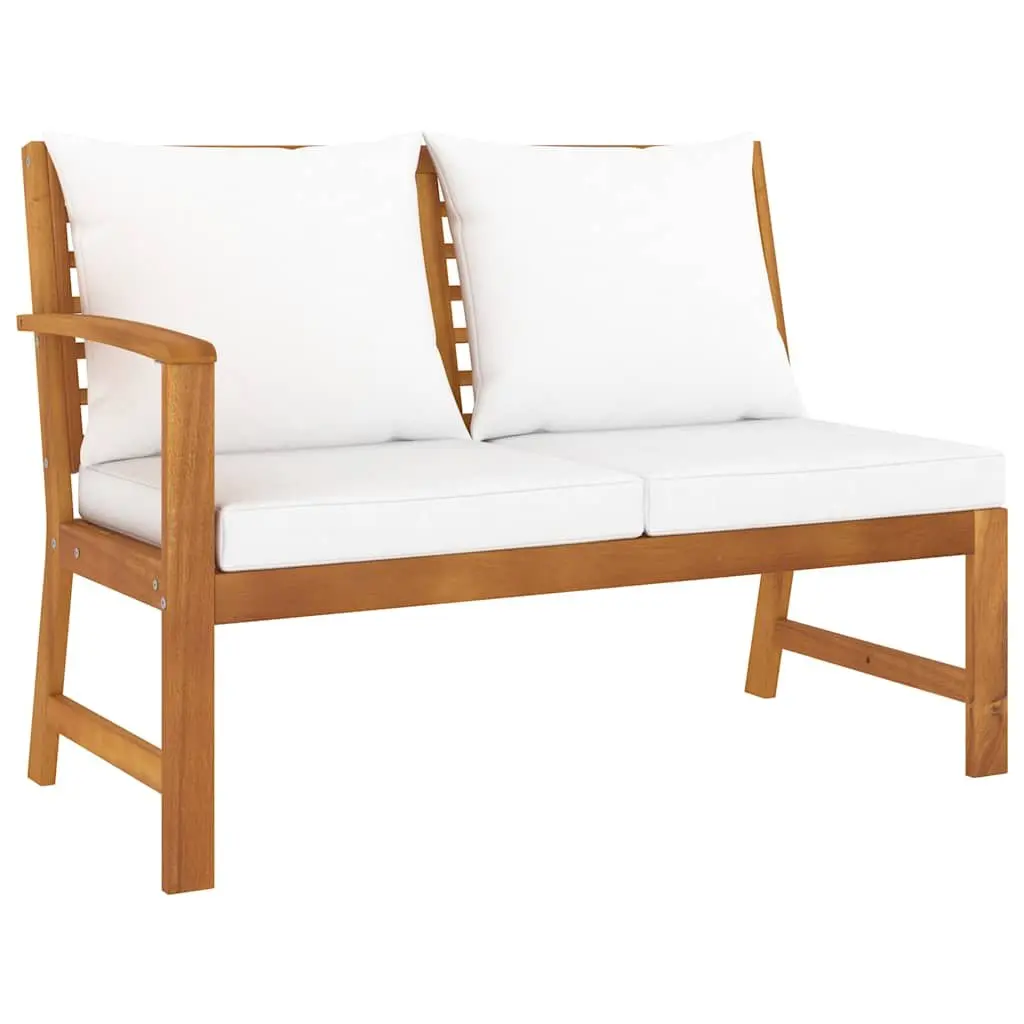Garden Lounge Set 5 Piece Outdoor Sofa Cream Acacia Wood with Coffee Table and Cushions