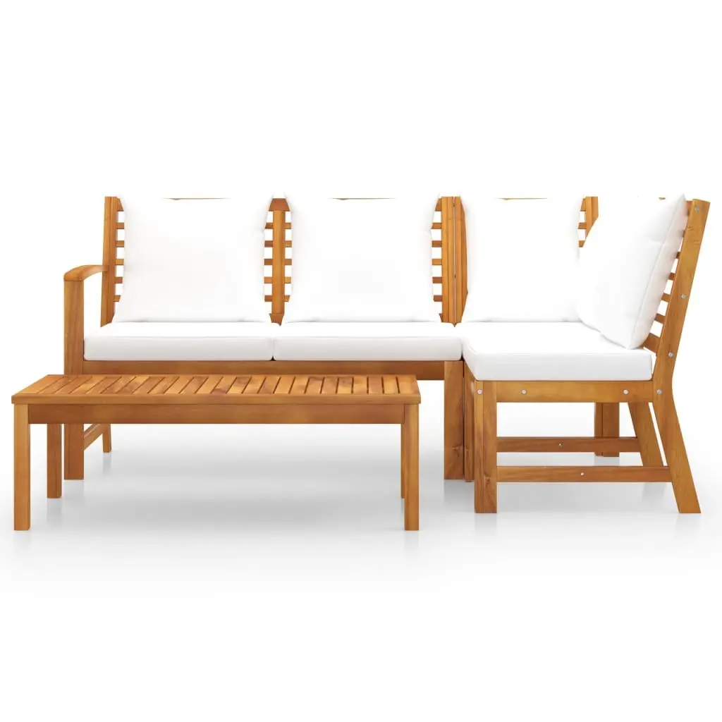 4 Piece Garden Lounge Set Outdoor Furniture Sofa Coffee Table Cream
