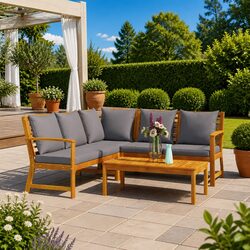 Comfortable 4 Piece Garden Lounge Set with Washable Covers