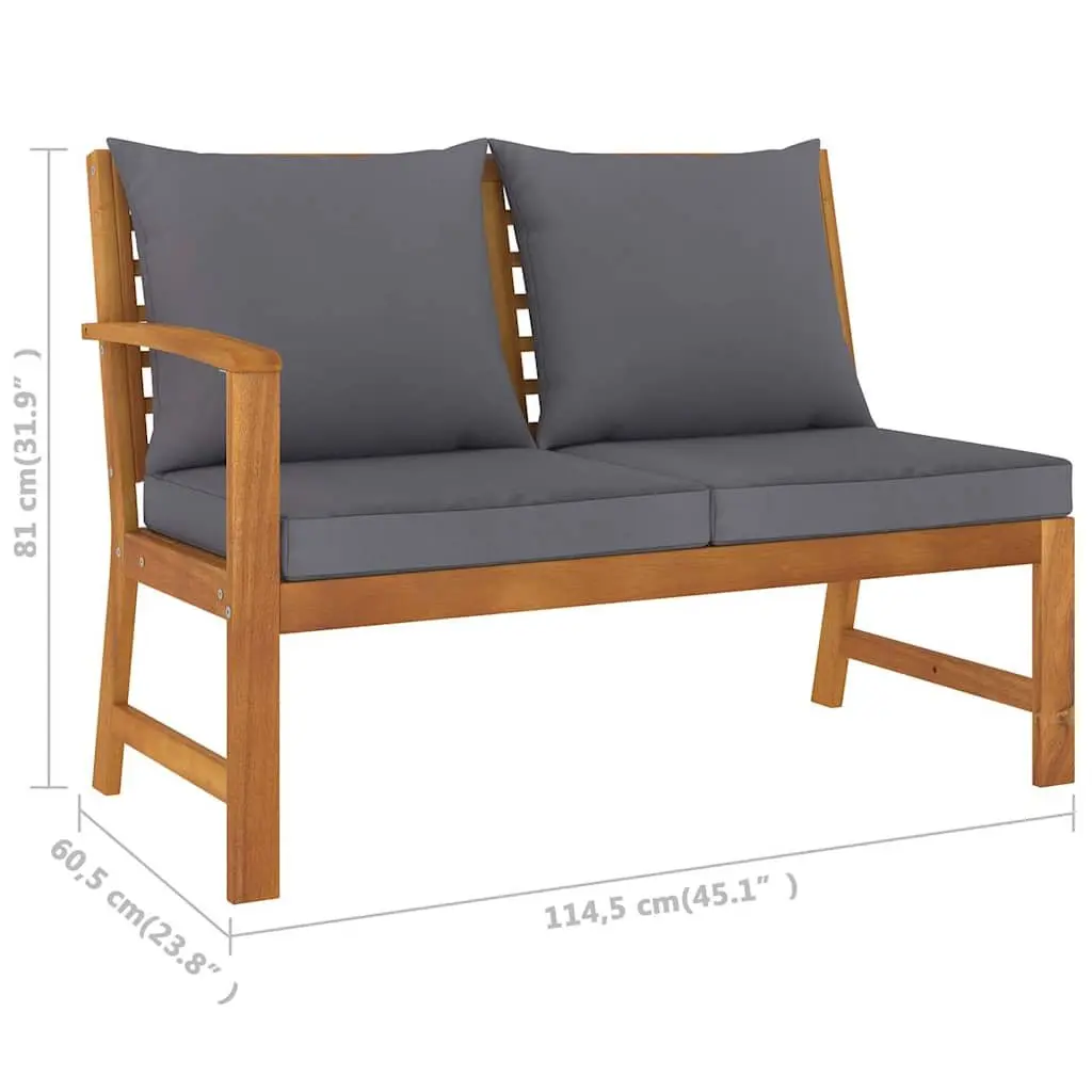4 Piece Garden Lounge Set Outdoor Patio Furniture Grey Solid Acacia Wood Cushions