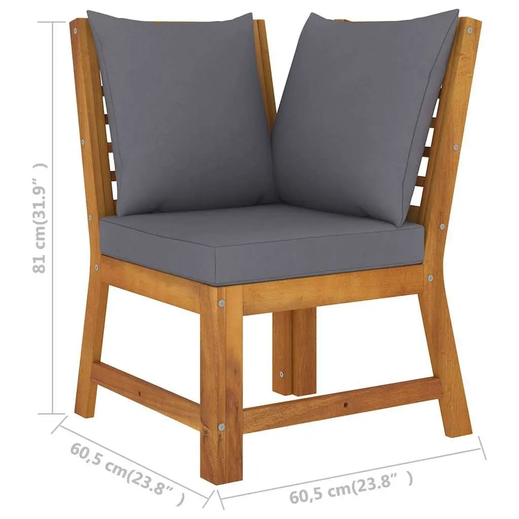 4 Piece Garden Lounge Set Outdoor Patio Furniture Grey Solid Acacia Wood Cushions