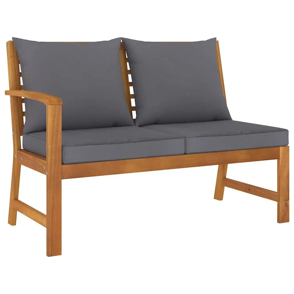 4 Piece Garden Lounge Set Outdoor Patio Furniture Grey Solid Acacia Wood Cushions