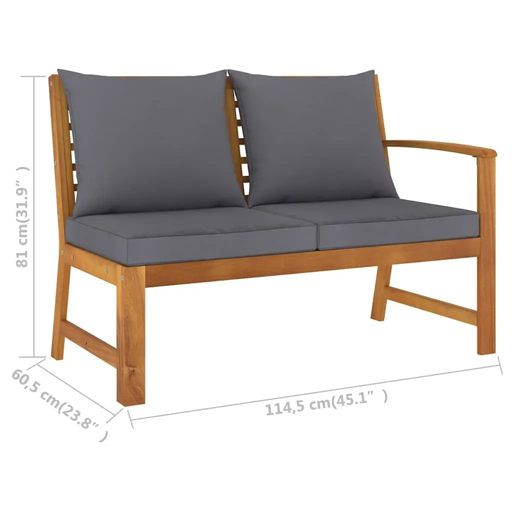4 Piece Garden Lounge Set Outdoor Patio Furniture Grey Solid Acacia Wood Cushions