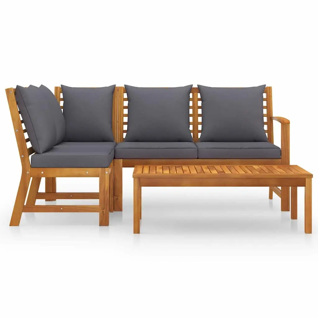 4 Piece Garden Lounge Set Outdoor Furniture Sofa Coffee Table Grey