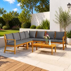 Comfortable 6 Piece Garden Lounge Set with Cushions