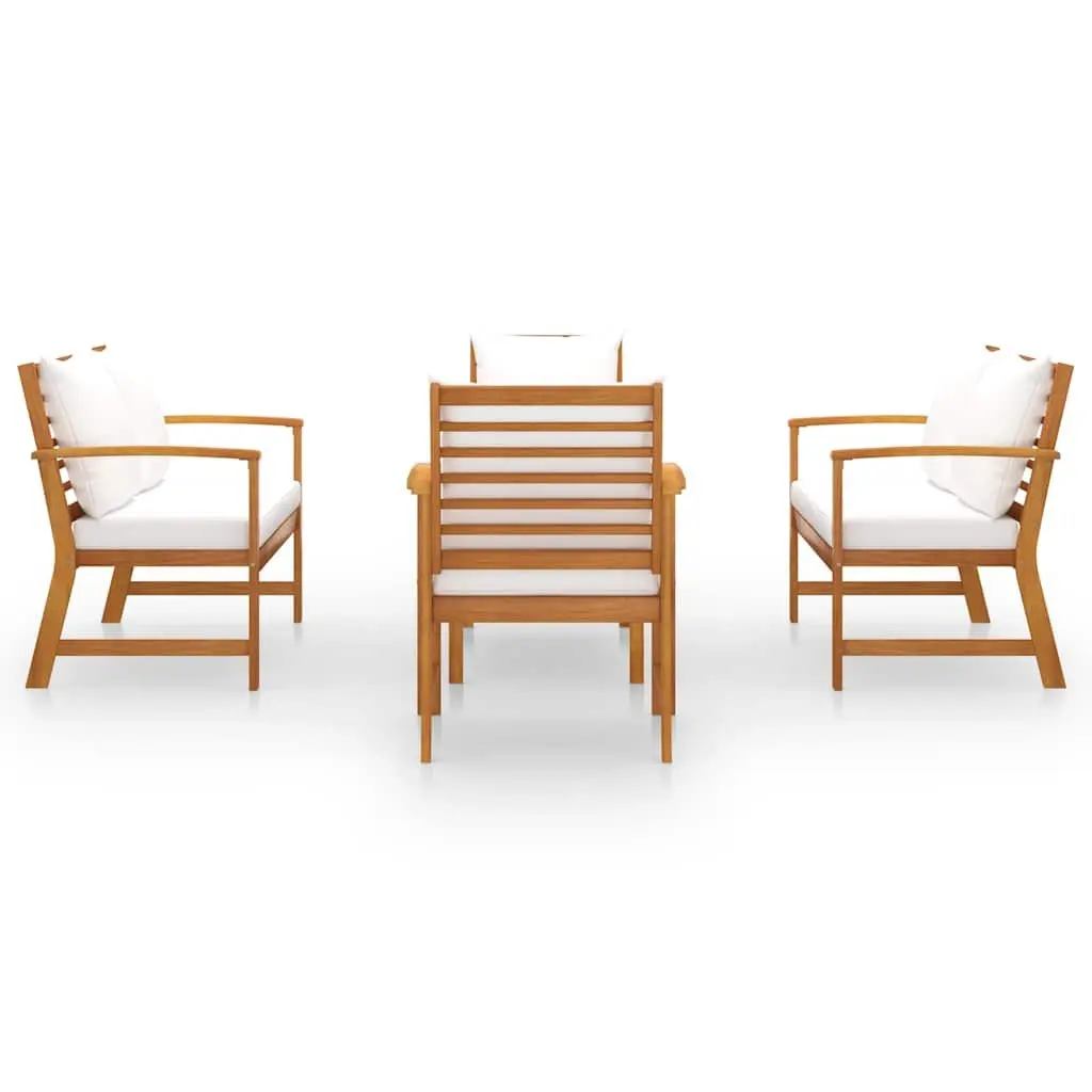 5 Piece Garden Lounge Set Outdoor Furniture Sofa Coffee Table Cushion Cream