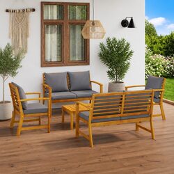 Acacia Wood 5 Piece Lounge Set for Outdoor Spaces