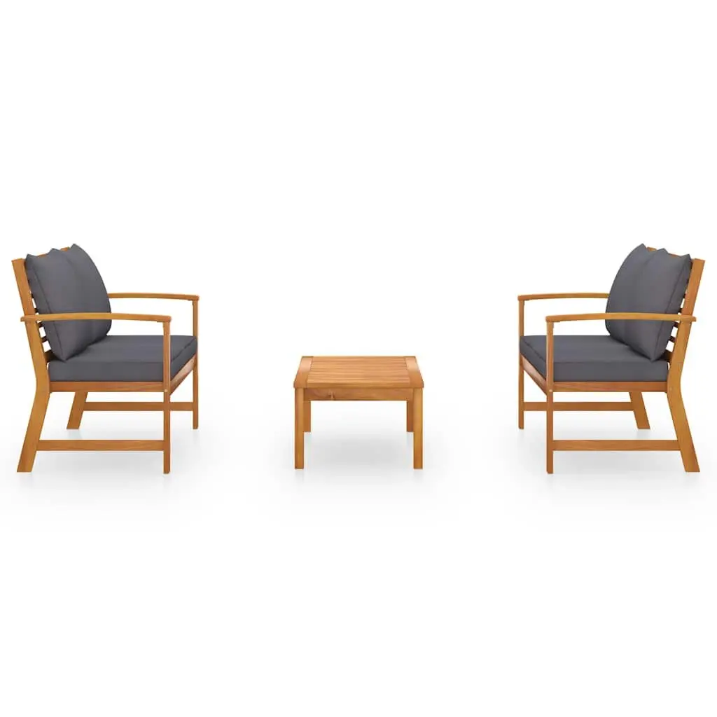 Garden Lounge Set Outdoor Furniture 3 Piece Modular Acacia Wood Grey