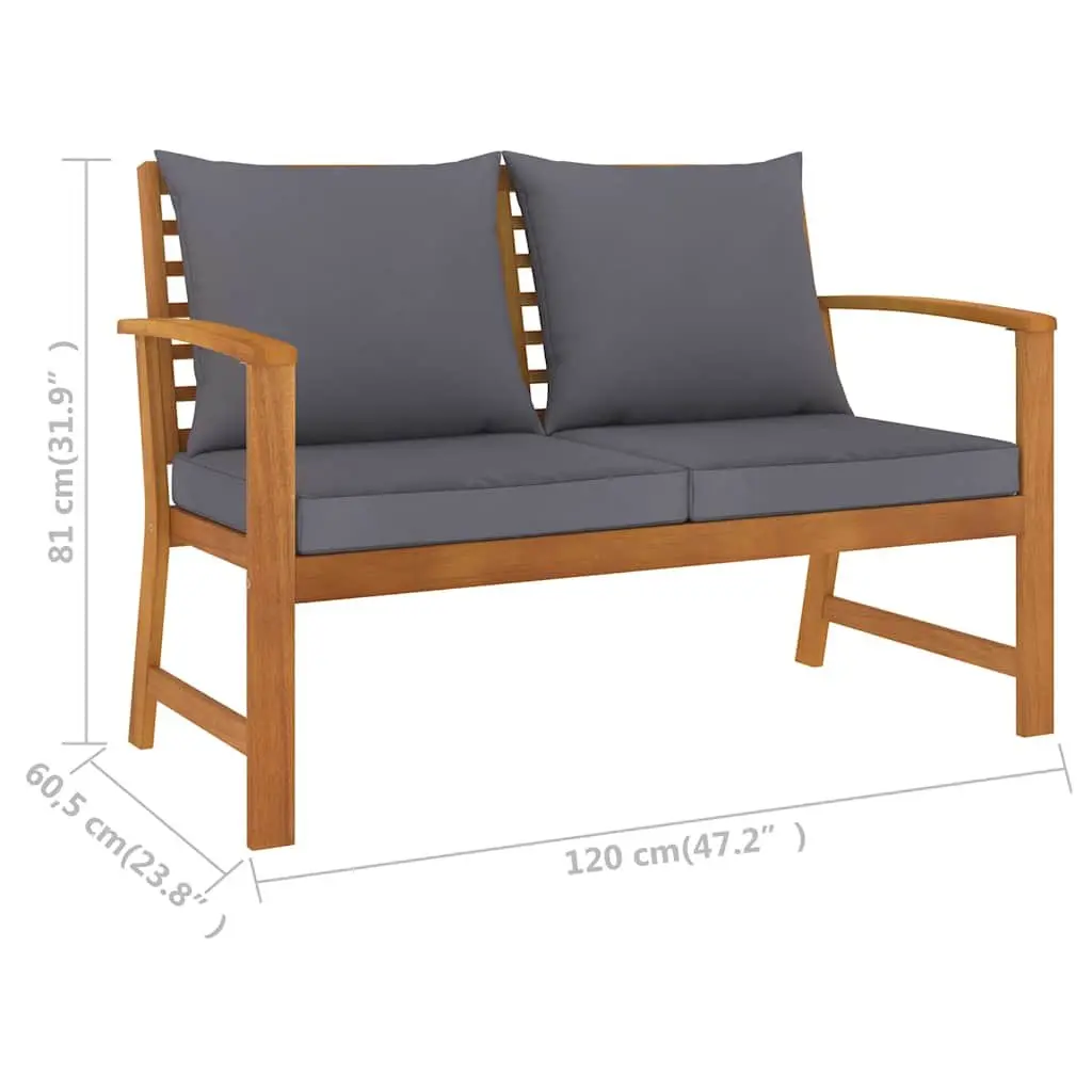 Garden Lounge Set Outdoor Furniture 3 Piece Modular Acacia Wood Grey