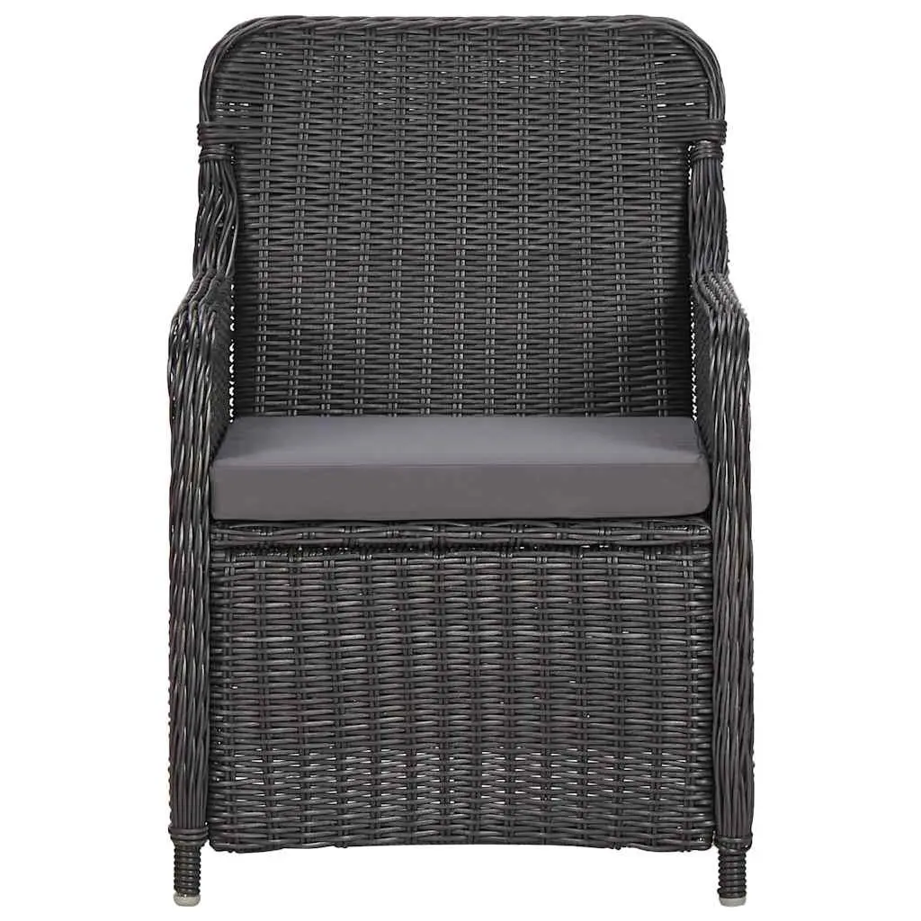 7 Piece Outdoor Dining Set Half Round Rattan Patio Furniture for Six Black