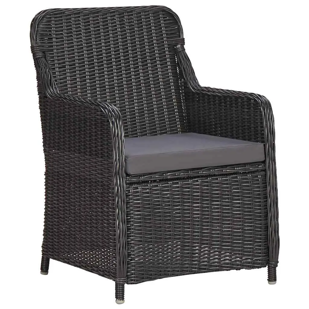 7 Piece Outdoor Dining Set Half Round Rattan Patio Furniture for Six Black