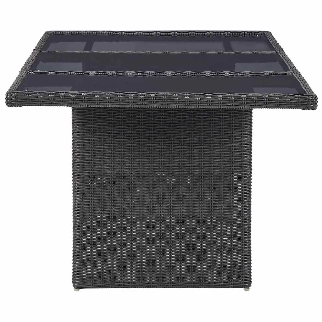 7 Piece Outdoor Dining Set Half Round Rattan Patio Furniture for Six Black