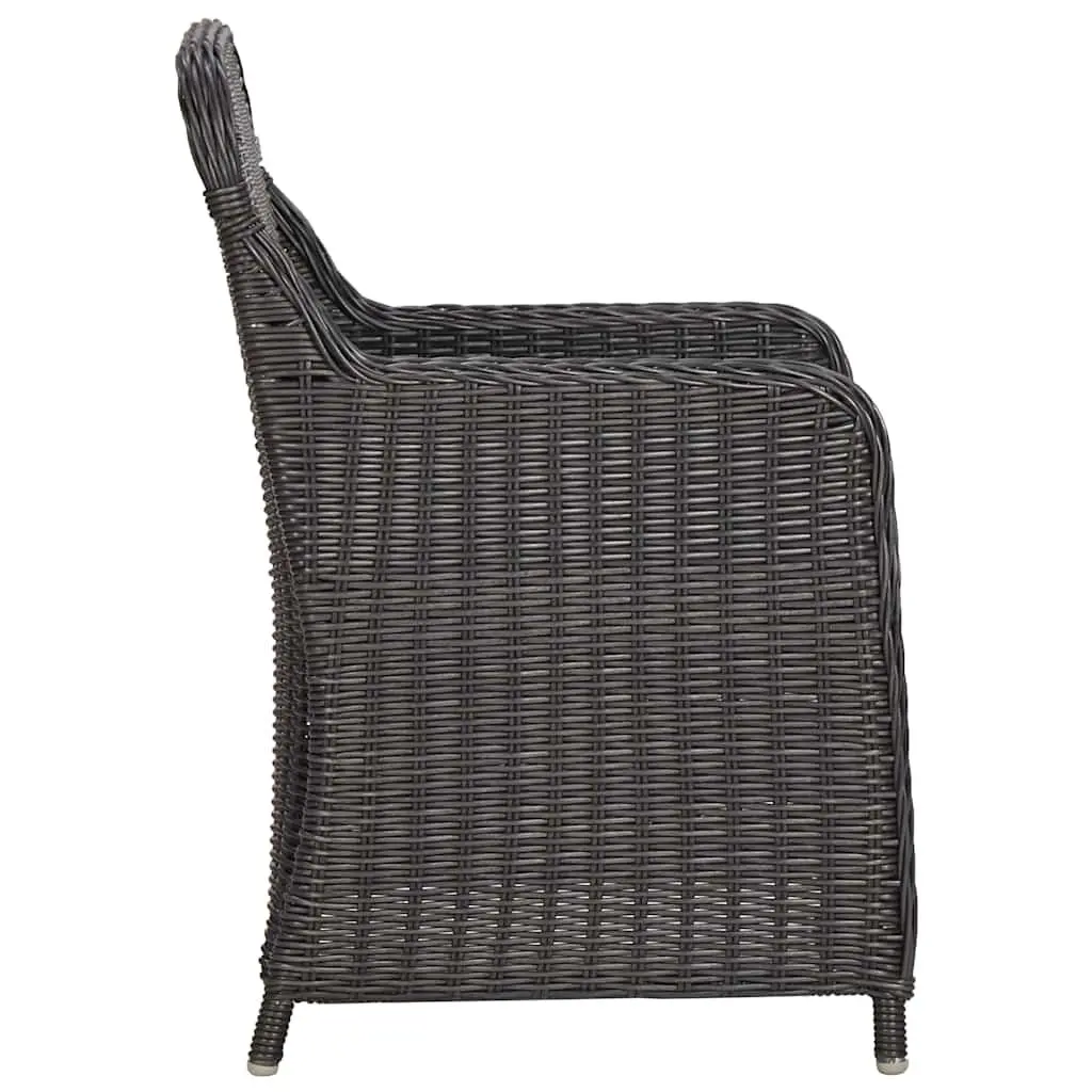 7 Piece Outdoor Dining Set Half Round Rattan Patio Furniture for Six Black