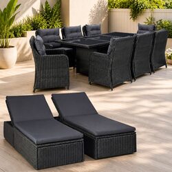 Value-Driven Black Poly Rattan Outdoor Dining Set