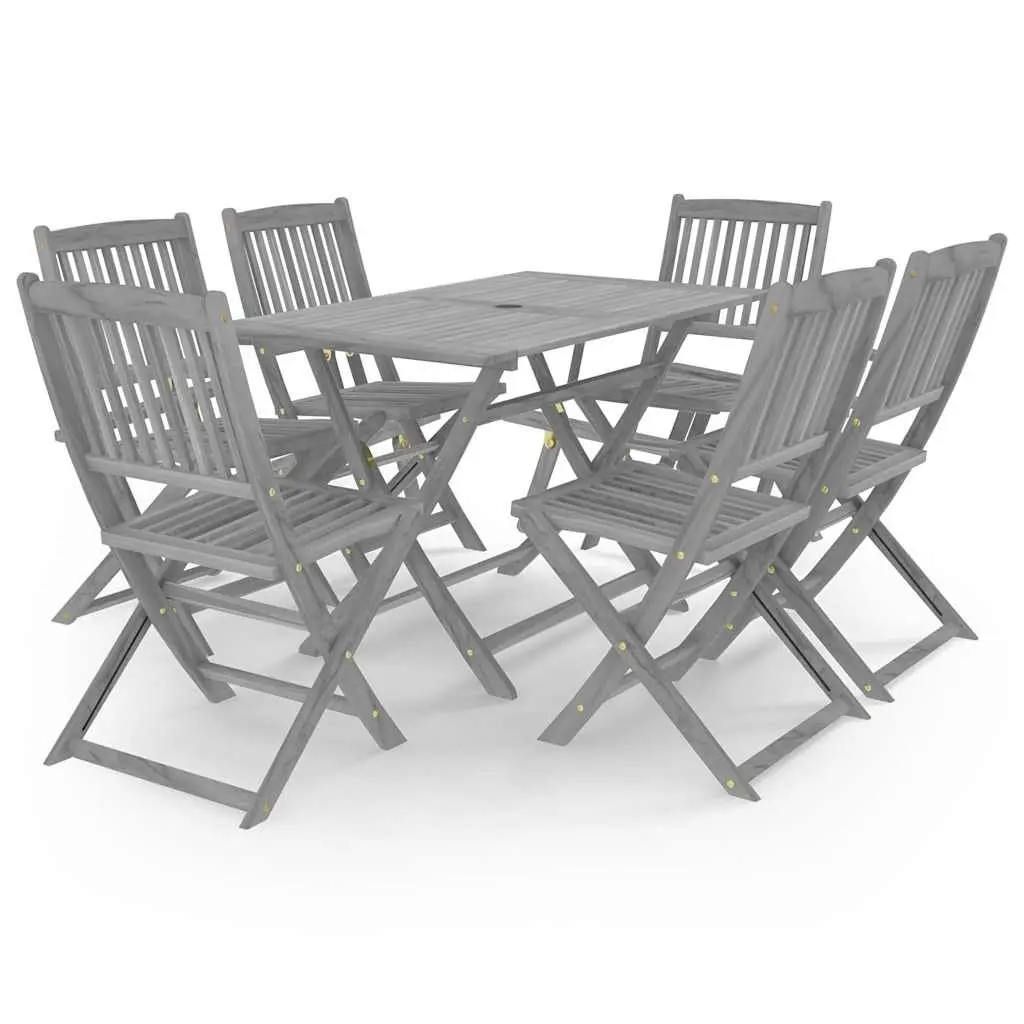 7 Piece Grey Acacia Outdoor Dining Set