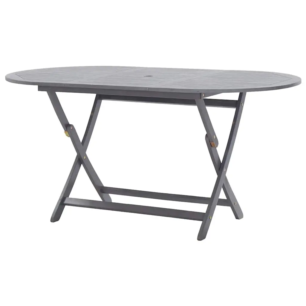 Garden Dining Set 7 Piece Outdoor Furniture Foldable Grey Wood