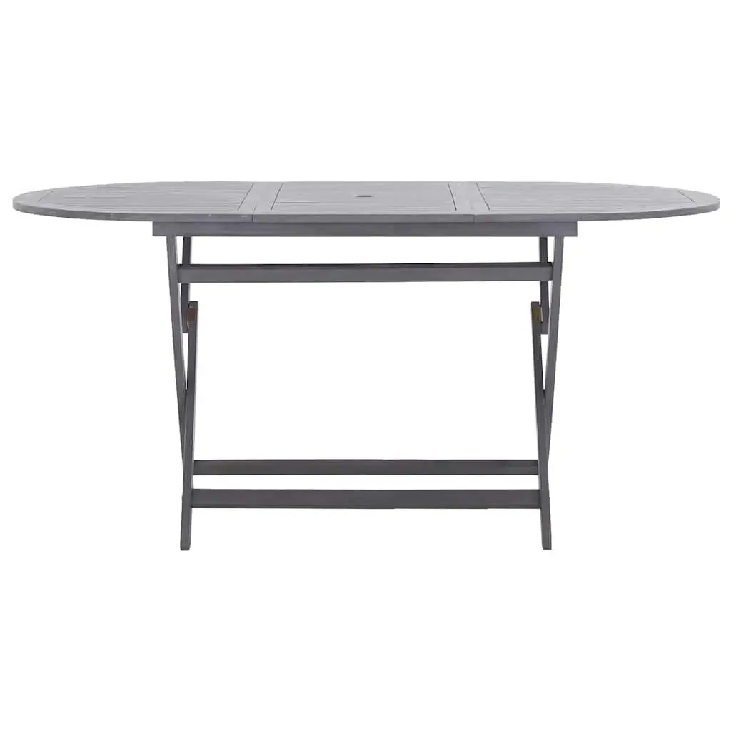 Garden Dining Set 7 Piece Outdoor Furniture Foldable Grey Wood
