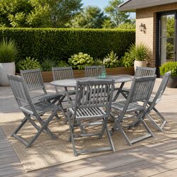 Reliable 9 Piece Outdoor Dining Set with Acacia Wood