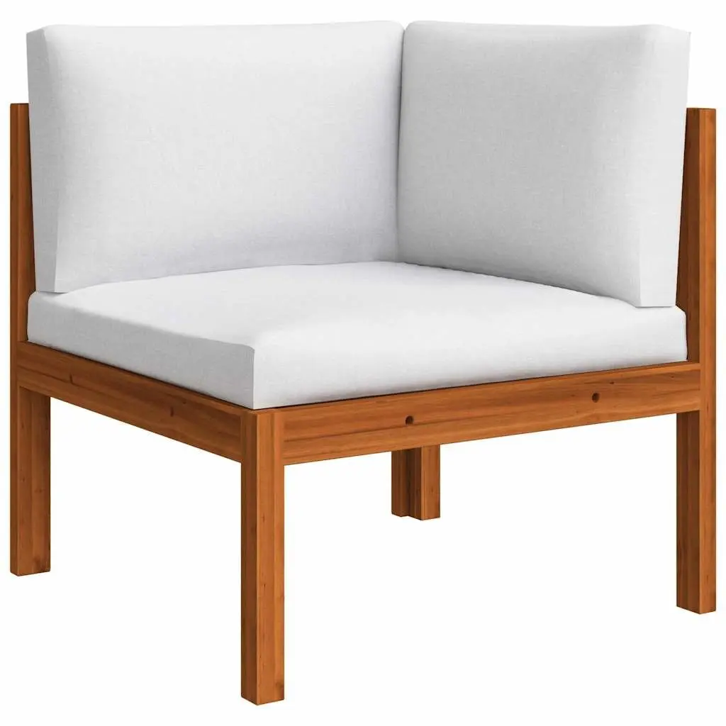 Outdoor Furniture Set 6 Piece Garden Lounge Acacia Wood White Rope Backrest