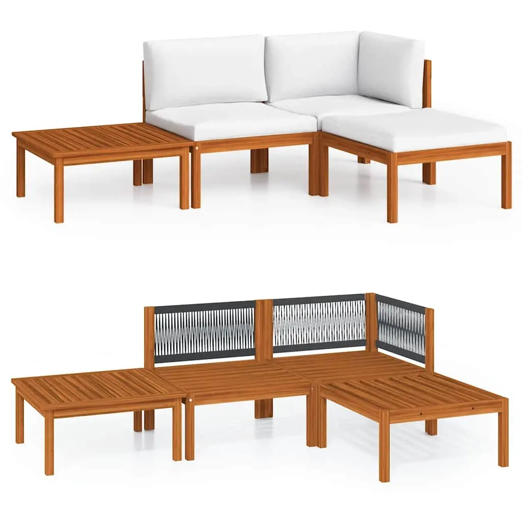 Garden Lounge Set 4 Piece Outdoor Furniture Patio Sofa with Rope Backrest