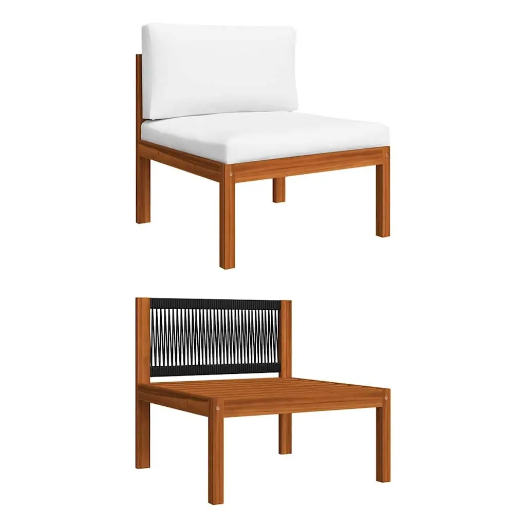 Garden Lounge Set Outdoor Furniture 5 Piece Rope Backrest White Cream