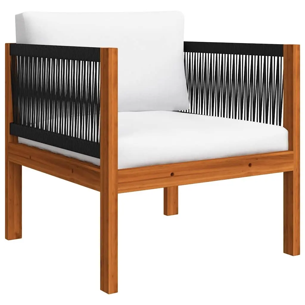 6 Piece Garden Lounge Set Outdoor Patio Furniture Rope Woven Backrest Cream White