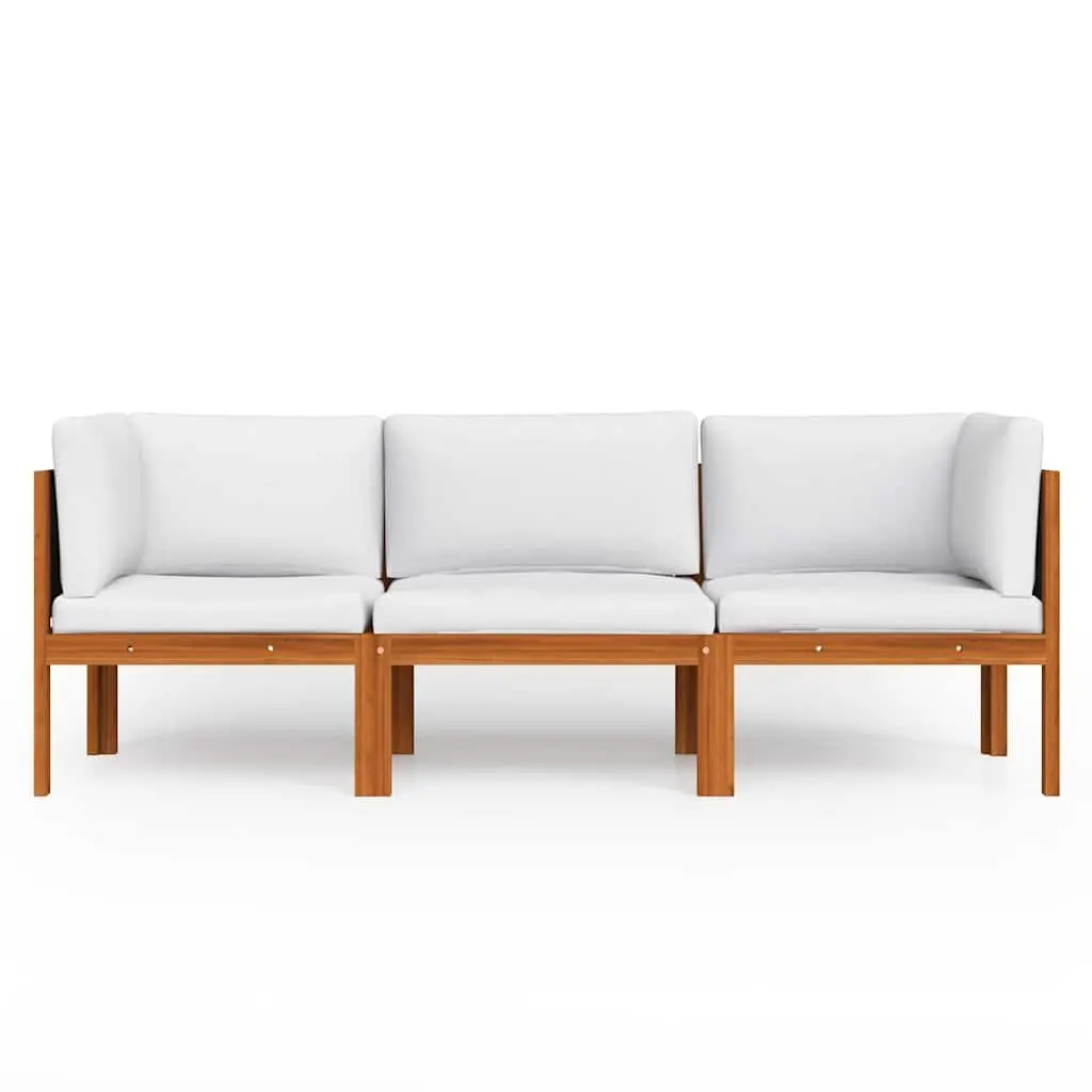 3-Seater Garden Sofa Outdoor Patio Furniture Cream Rope Backrest