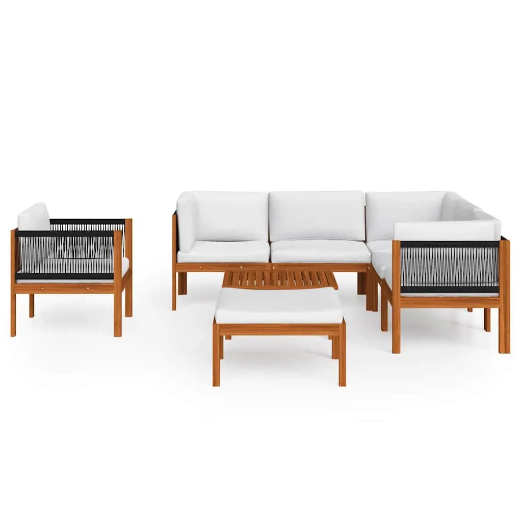 Garden Lounge Set 8 Piece Outdoor Furniture Relaxing Cushions White