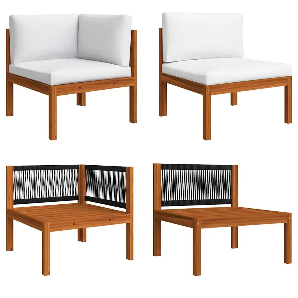 Garden Lounge Set 8 Piece Outdoor Furniture Rope Backrest White